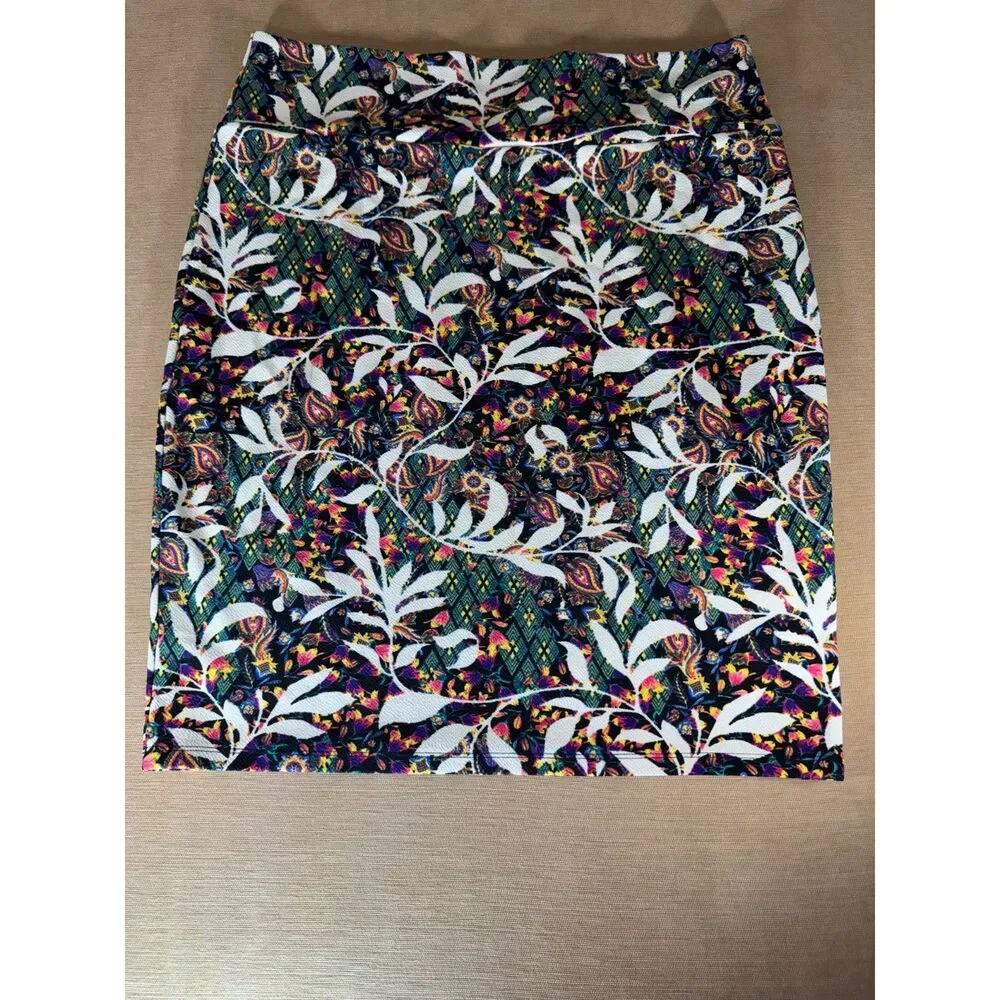 LuLaRoe Skirt, Multicolored Black, orange, pink, green, blue, Size 3XL